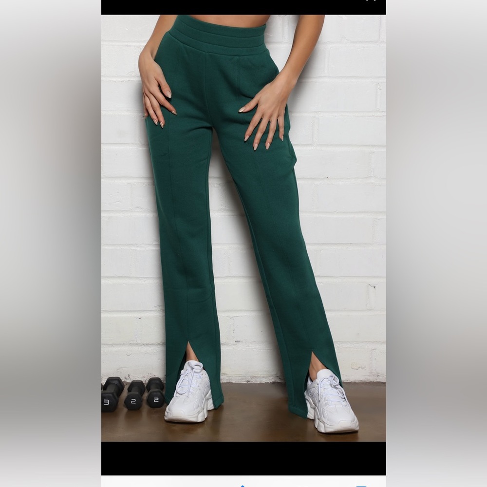 NWT GREEN PANTS WITH ANKLE SLIT